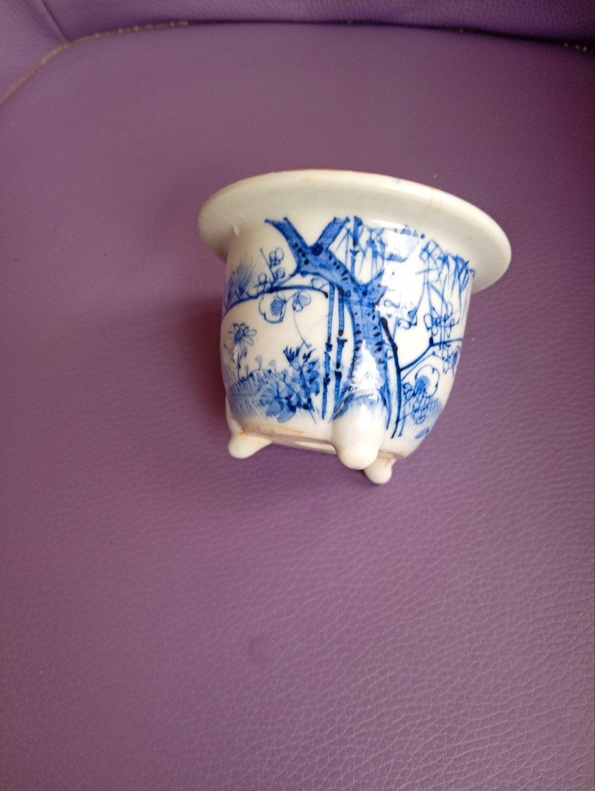 Antieke Japanse Blauw-Witte Porseleinen Bloempot, Ophalen of Verzenden