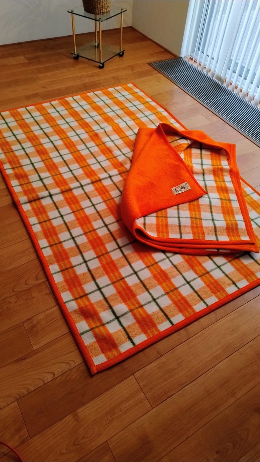 kleed Dralon Plaid Oranje Geruit - Zo goed als nieuw, Oranje, Acryl, Ophalen of Verzenden, Zo goed als nieuw