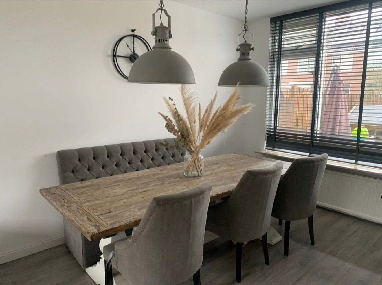 Robuuste klooster eettafel met bank en stoelen 240, Ophalen, 50 tot 100 cm, Zo goed als nieuw, 150 tot 200 cm