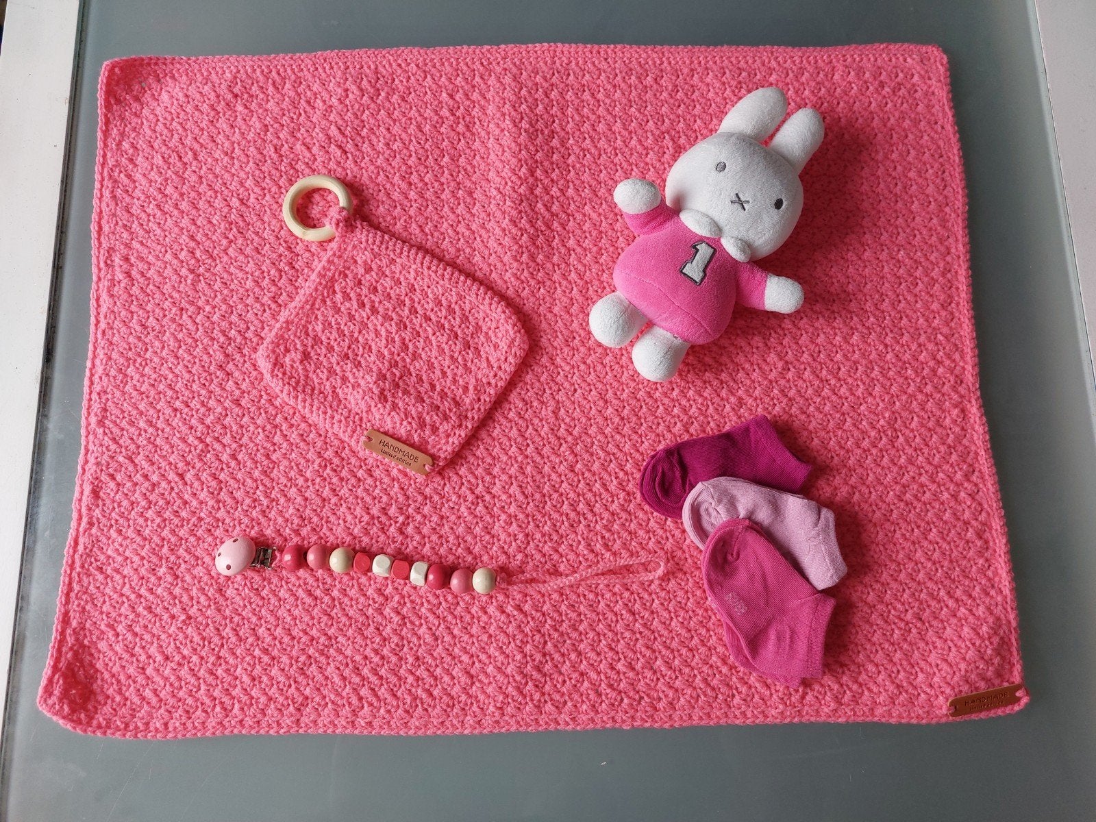 Handgehaakte babydekentje set roze, Ophalen of Verzenden, Nieuw, Slaapzak
