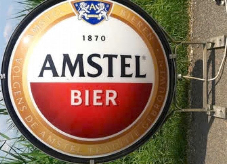 Amstel lichtbak, Verzamelen, Biermerken, Ophalen, Zo goed als nieuw, Reclamebord, Plaat of Schild, Amstel