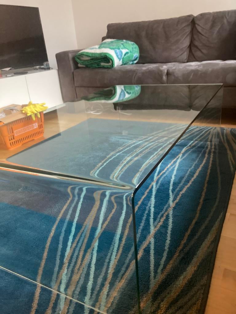 Glazen salontafel Bijenkorf, Huis en Inrichting, Tafels | Salontafels, Ophalen, 100 tot 150 cm, 50 tot 100 cm, Zo goed als nieuw