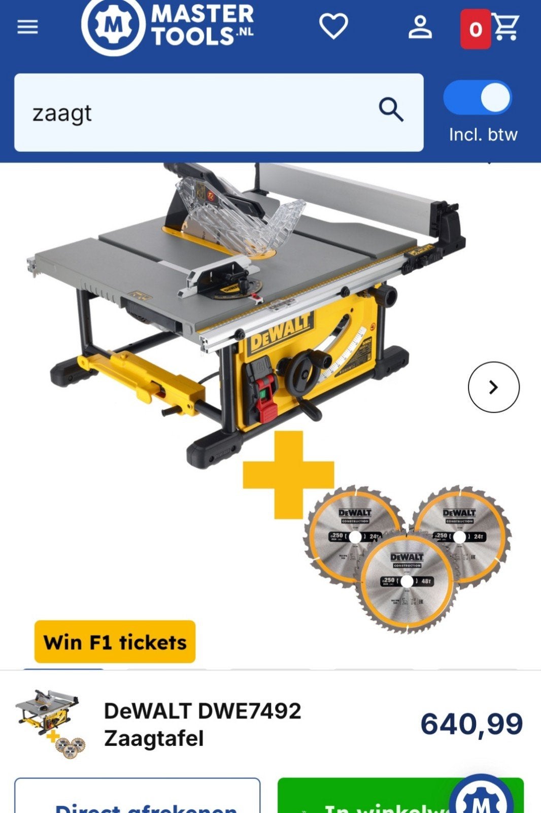 Zaagtafel Dewalt dwe7492 splinternieuw. inc zaagbladenset., Doe-het-zelf en Verbouw, Gereedschap | Zaagmachines, Ophalen, DeWalt