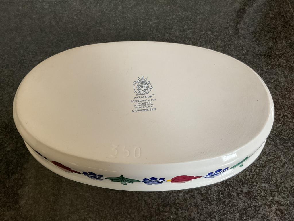 Ovenschaal boerenbont Boch, Ophalen of Verzenden, Aardewerk, Boerenbont, Schaal of Schalen