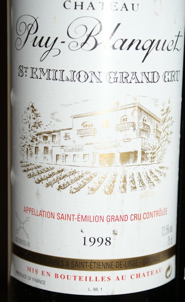 Fles 75 cl St-Emilion G.C. Château Puy-Blanquet rood 1998, Frankrijk, Nieuw, Ophalen of Verzenden, Rode wijn