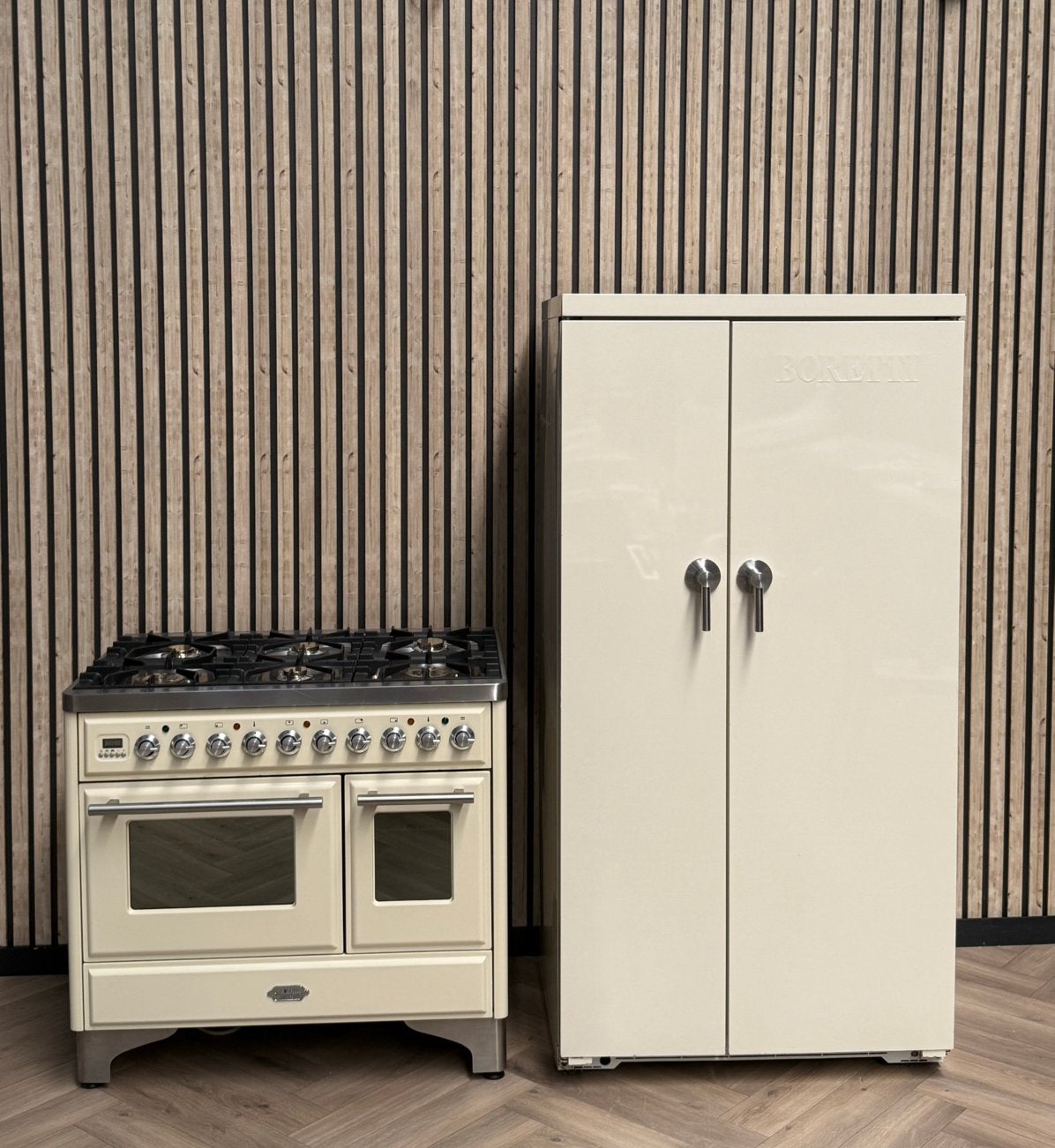Prachtige Boretti Majestic 100cm Set Creme + Koelkast