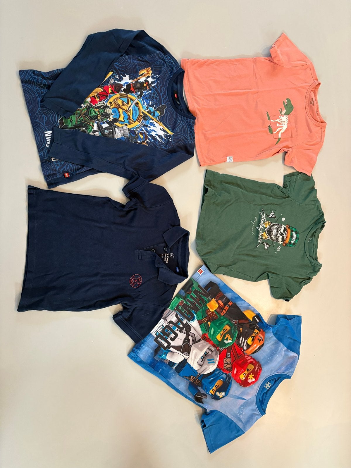 Pakket shirts maat 128 (Jack & Jones, Lego Ninjago), Ophalen of Verzenden, Gebruikt, Jongen, Setje