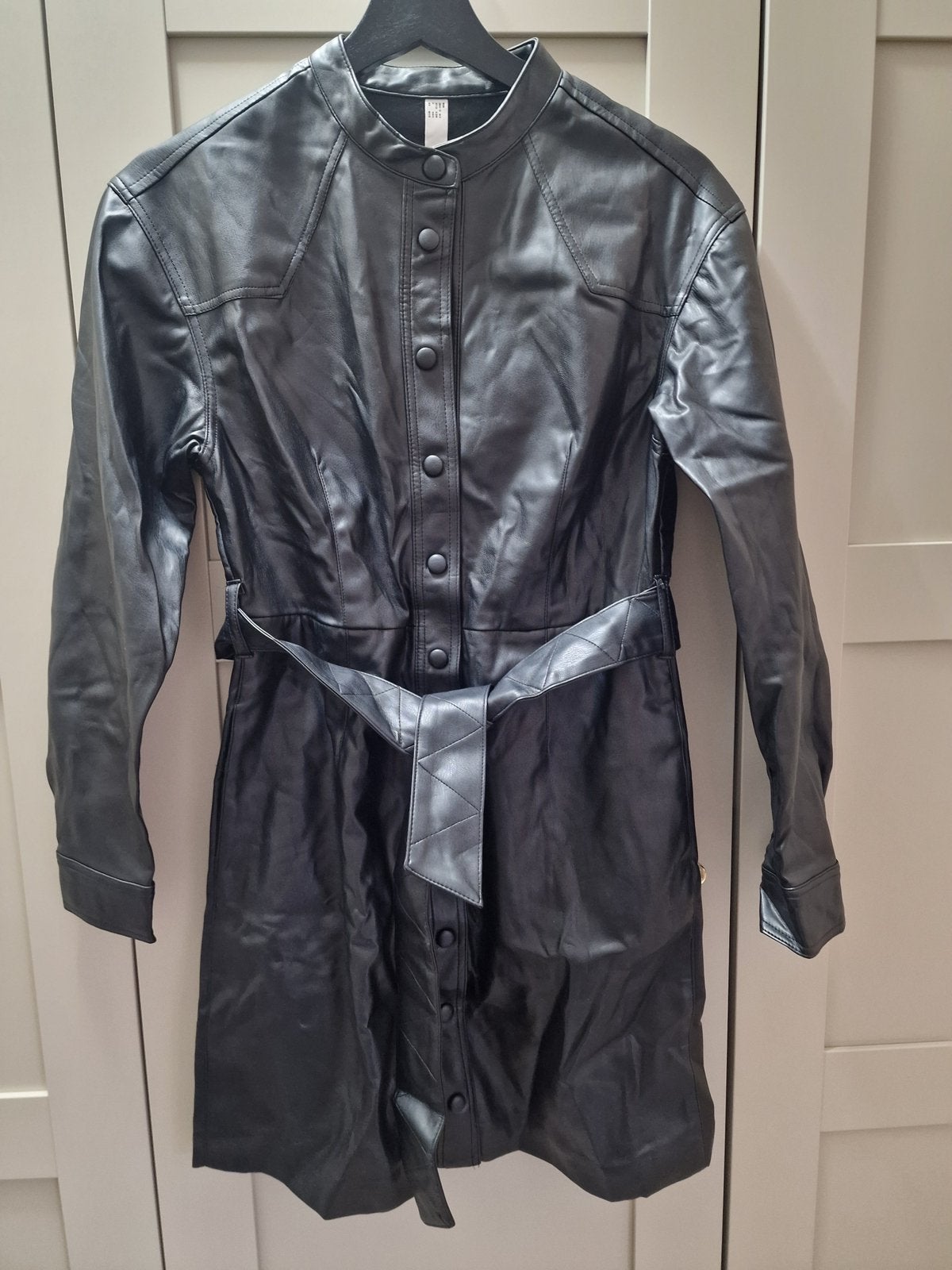 Mango dames lerenjurk zwart maat XS, Verzenden, Zo goed als nieuw, Maat 34 (XS) of kleiner, Zwart