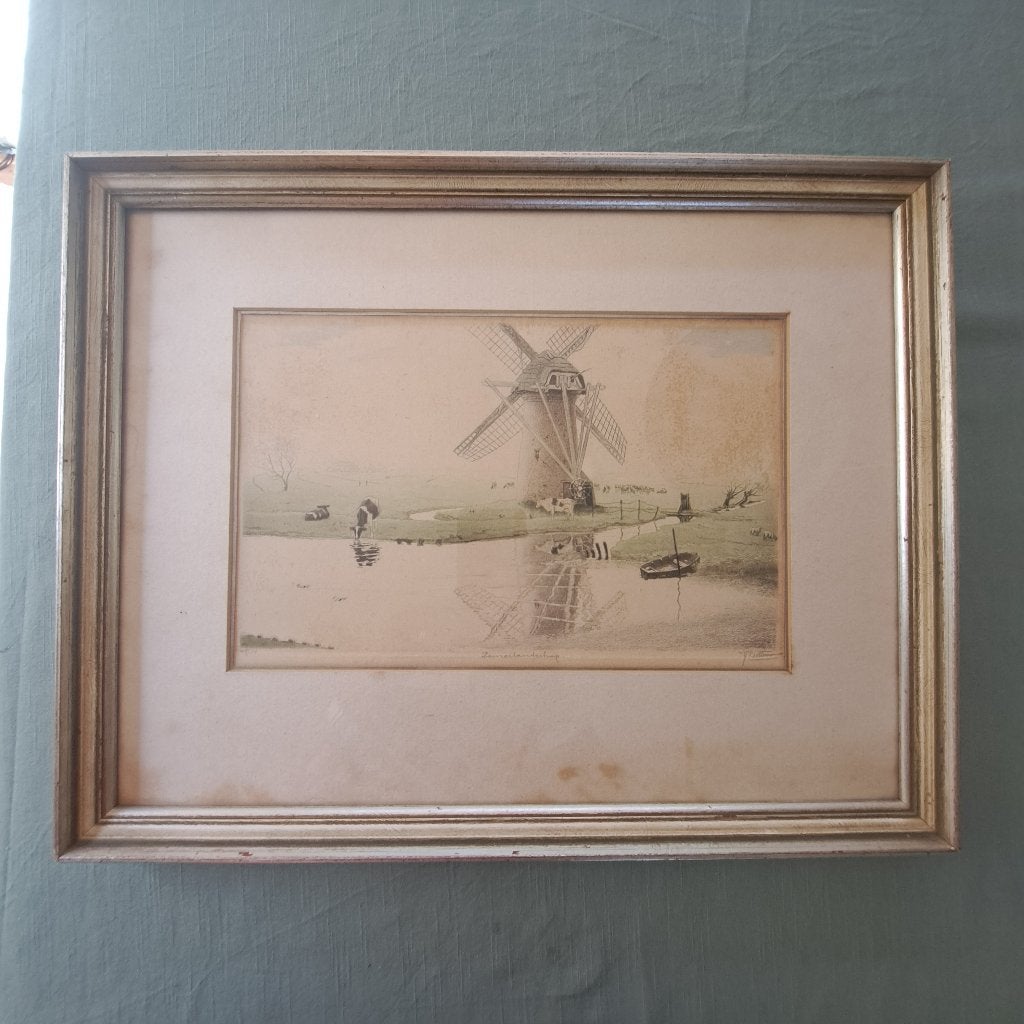 Schilderij van Tjeerd Bottema, Ophalen, Achter glas, Papier