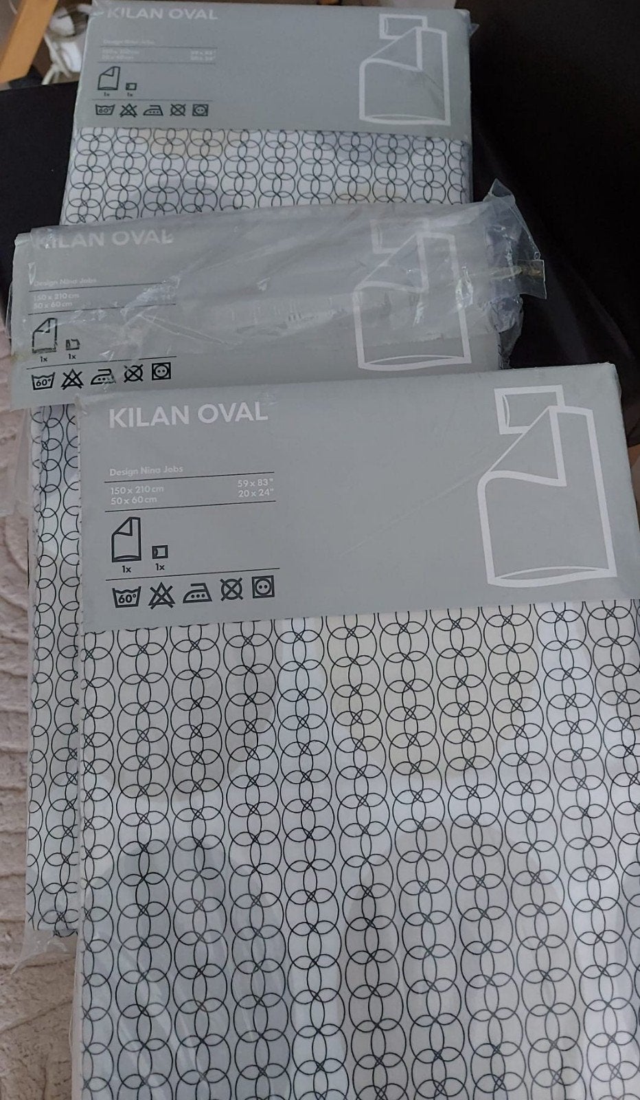 3 Nieuwe KILAN OVAL Dekbedovertrekken 150x210 cm, Ophalen, Nieuw, IKEA, Wasbaar