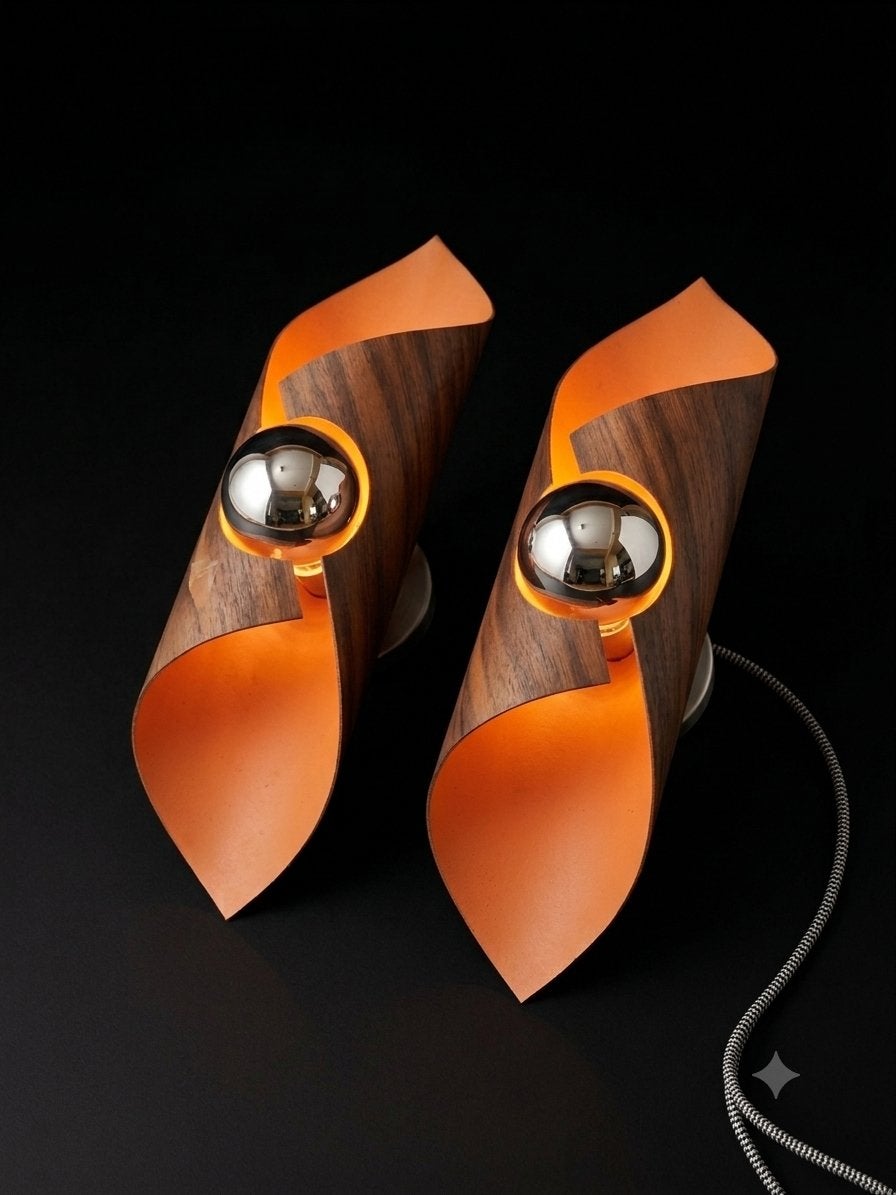 Polam by (Philips) dubbele space age lamp vintage, Huis en Inrichting, Bruin, Indirect licht, Overige fittingen, Ophalen of Verzenden