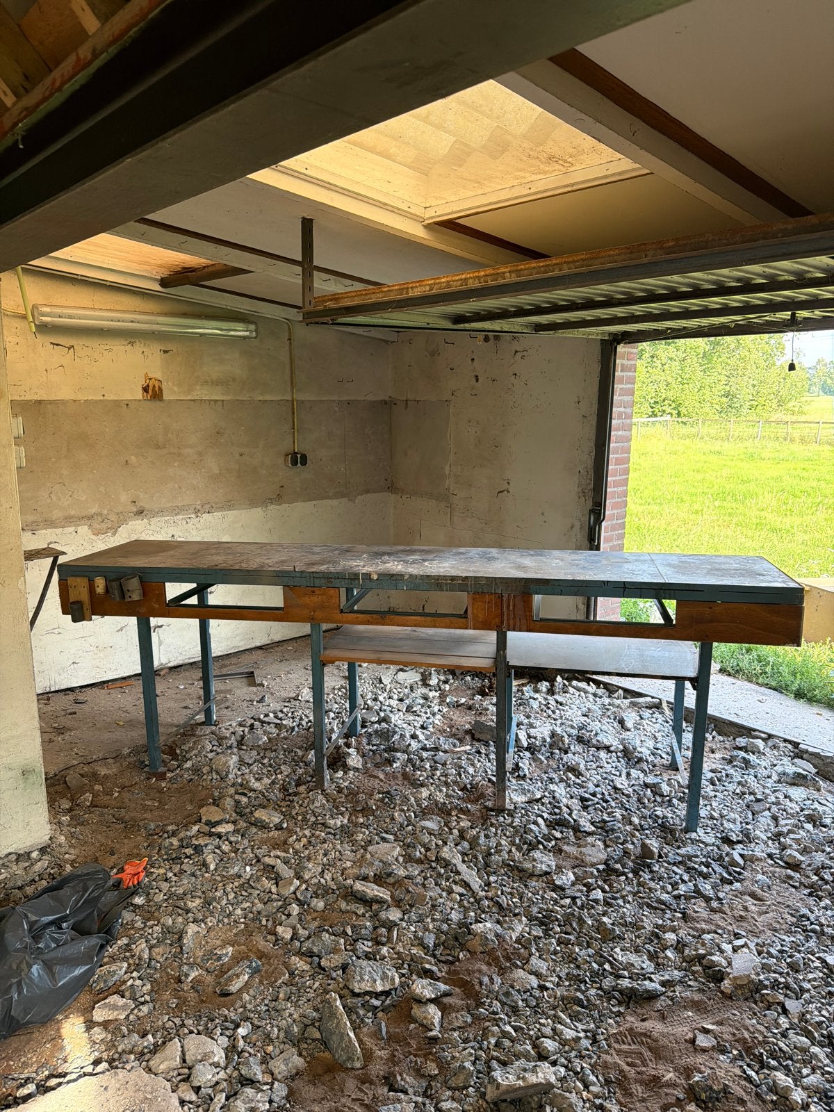 Antieke werkbank met lades - 290x62,5 cm, Ophalen