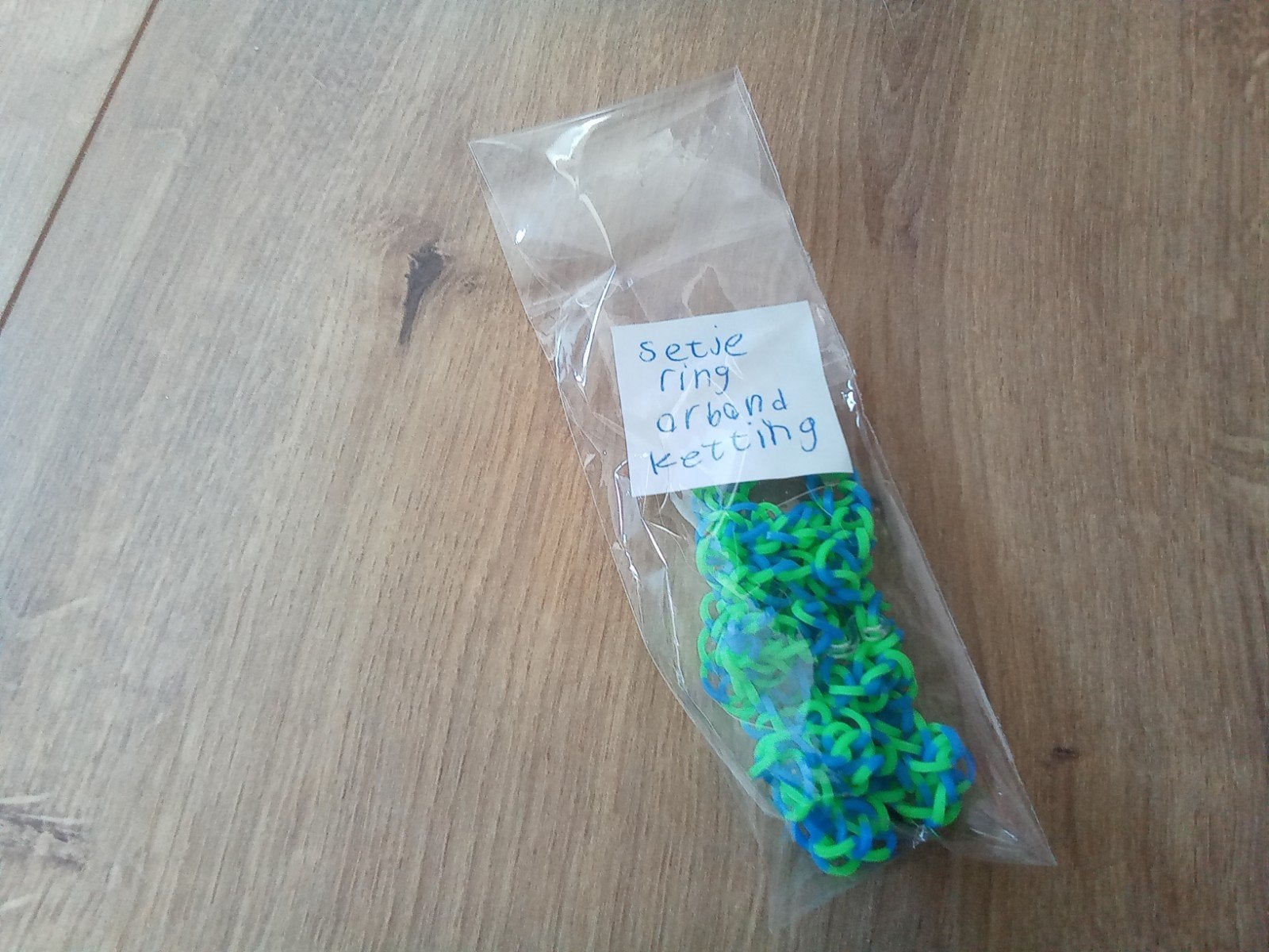 Loom band set: ring, armband en ketting, Ophalen of Verzenden, Nieuw, Blauw, Kunststof