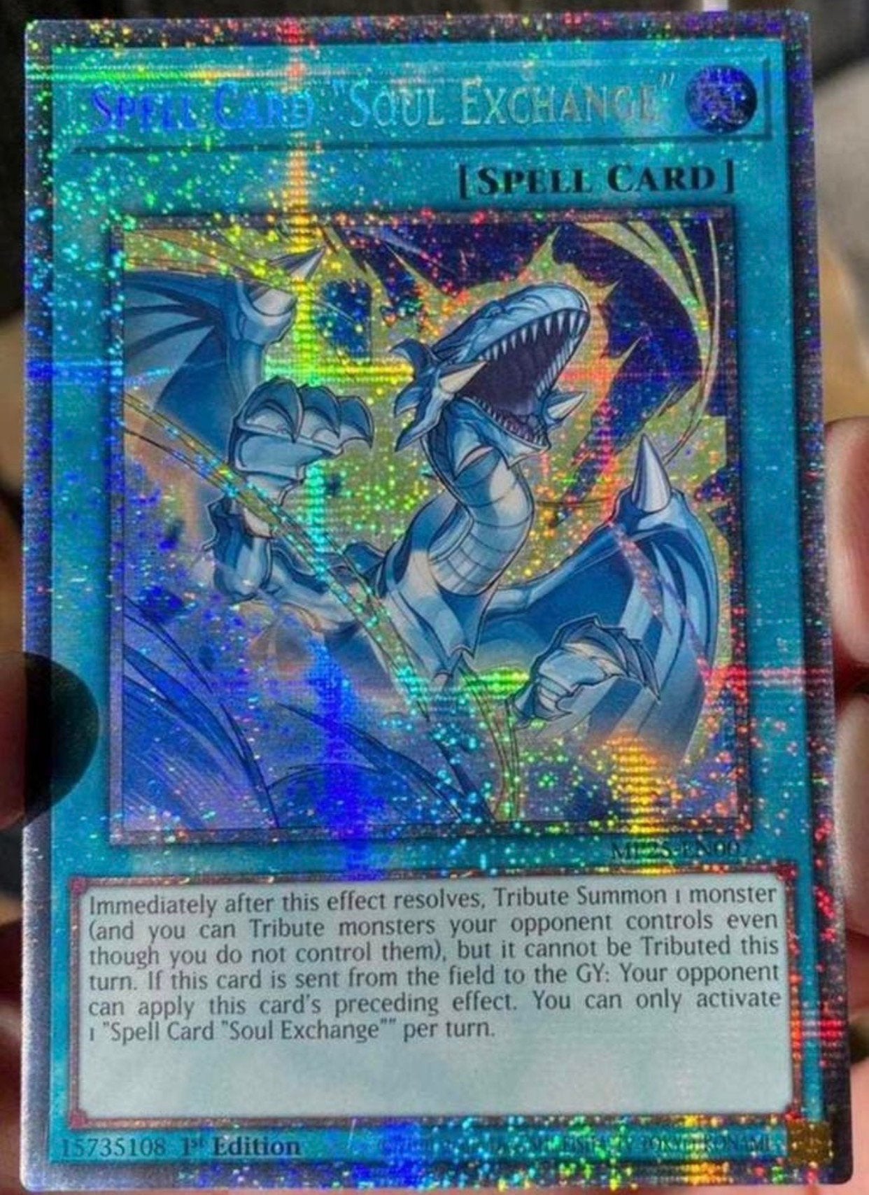 Yu-Gi-Oh! Spell Card “Soul Exchange” MP25 1st Starlight Rare, Ophalen of Verzenden, Zo goed als nieuw, Losse kaart, Foil