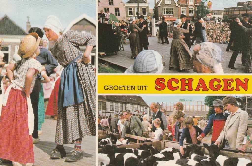 SCHAGEN Westfriese Markt Klederdracht Groeten, Verzenden, 1960 tot 1980, Gelopen, Noord-Holland