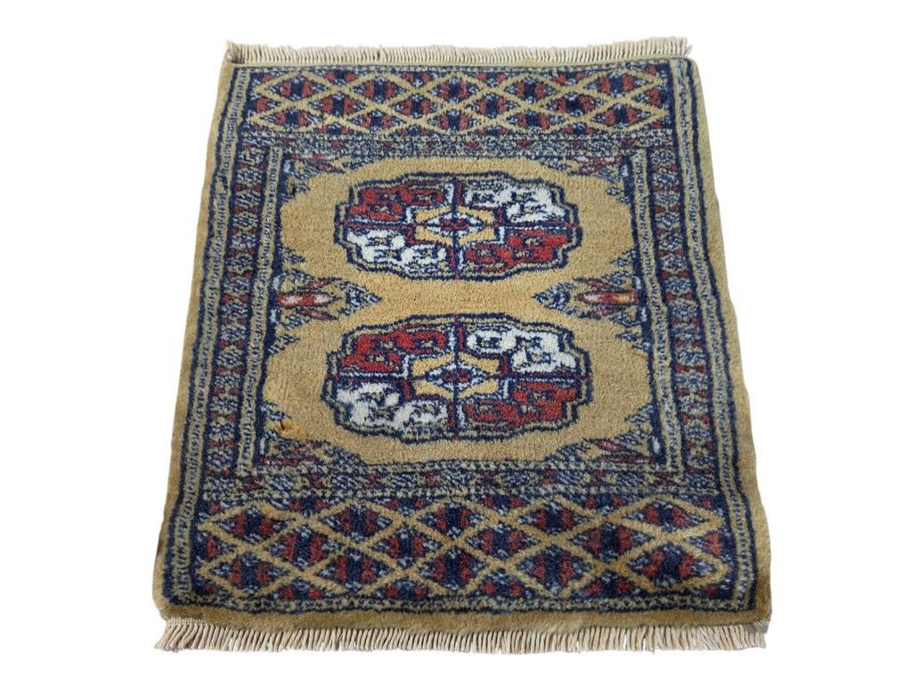 Handgeknoopt oosters wol Bouchara tapijt mini 31x34cm, Huis en Inrichting, Stoffering | Tapijten en Kleden, Gebruikt, 50 tot 100 cm