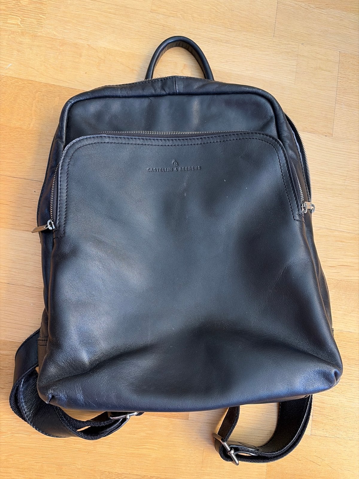 Castelijn & Beerens Leren Rugzak - Zwart, Ophalen of Verzenden, Zo goed als nieuw, 25 tot 40 cm, Overige merken