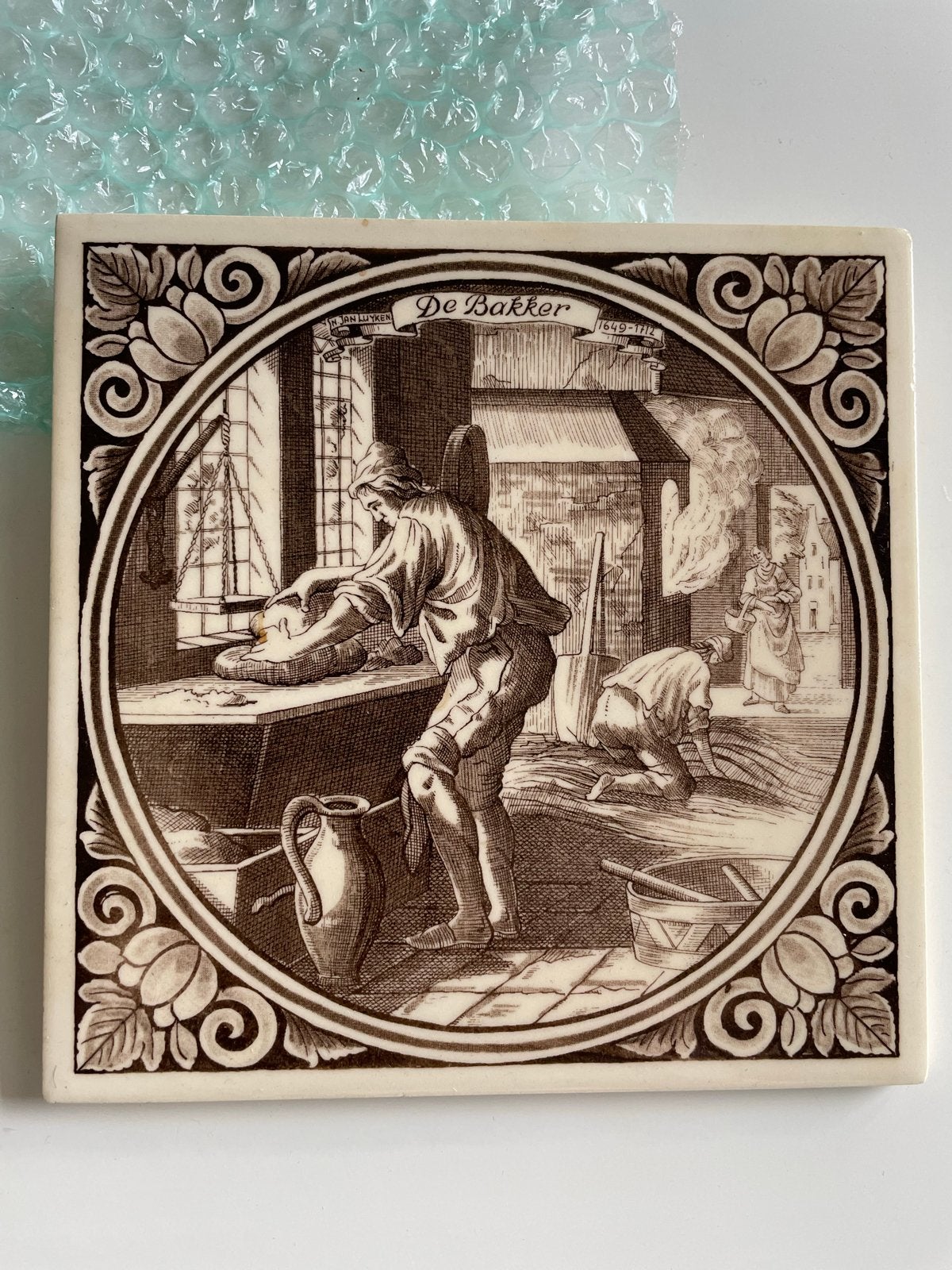 Tegel 'De Bakker' Jan Luyken 1649-1712, Ophalen of Verzenden