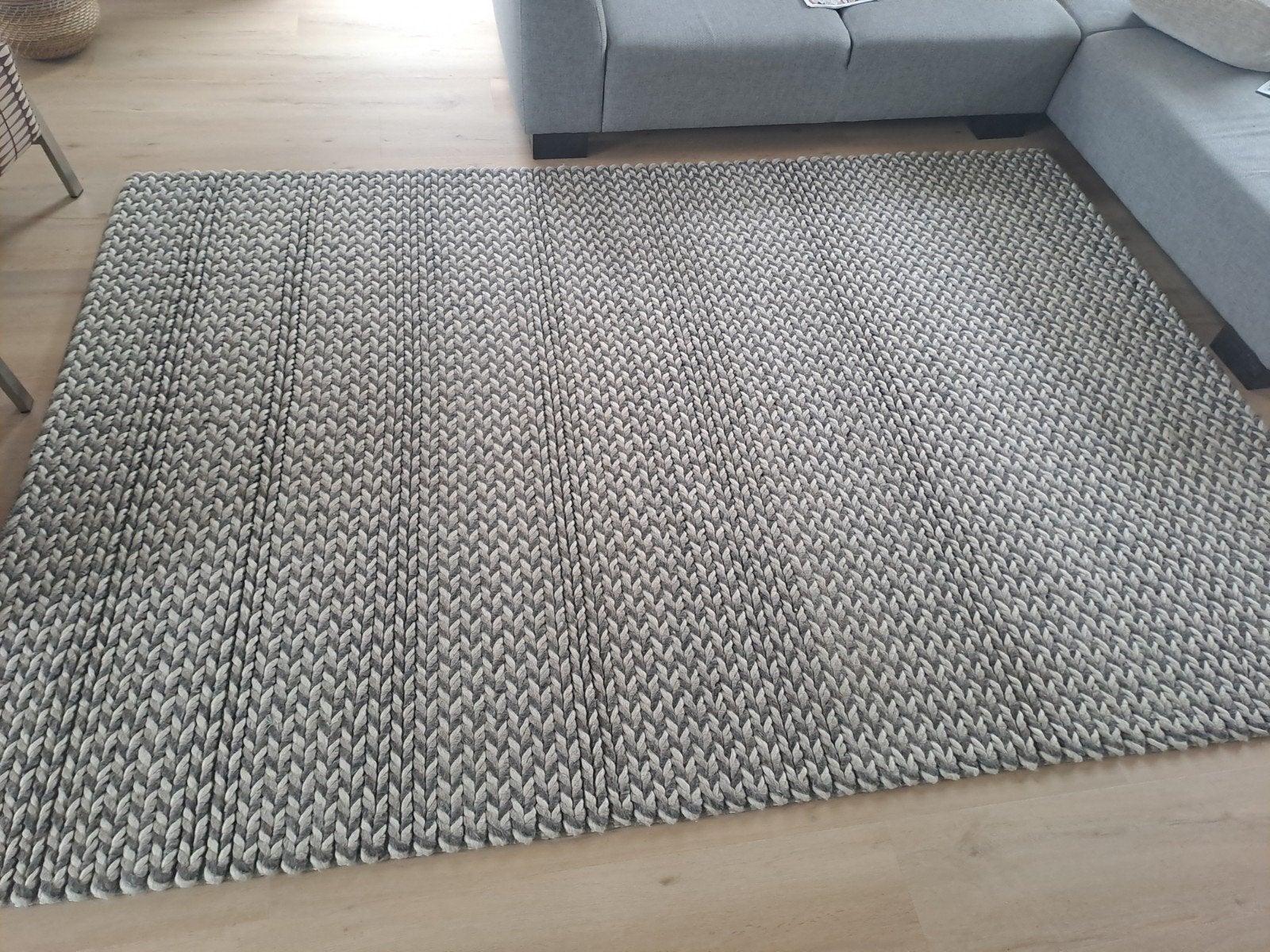 Wollen vloerkleed, Ophalen, Gebruikt, 200 cm of meer, Grijs