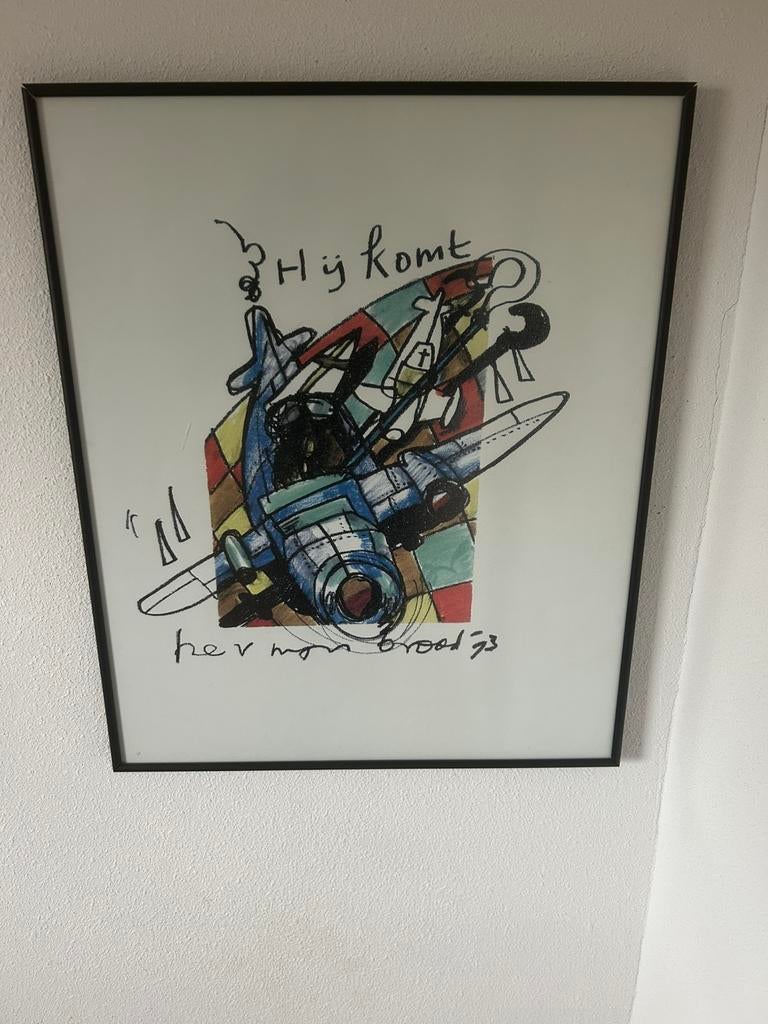 Herman Brood Prent hij komt, Ophalen, 50 tot 75 cm, Schilderij, Minder dan 50 cm