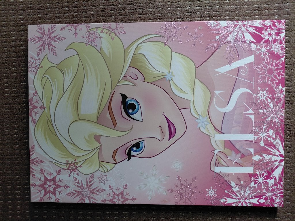 Disney Frozen Elsa canvas 70x50 cm – roze met glitter, Ophalen, 50 – 75, Zo goed als nieuw, Schilderij