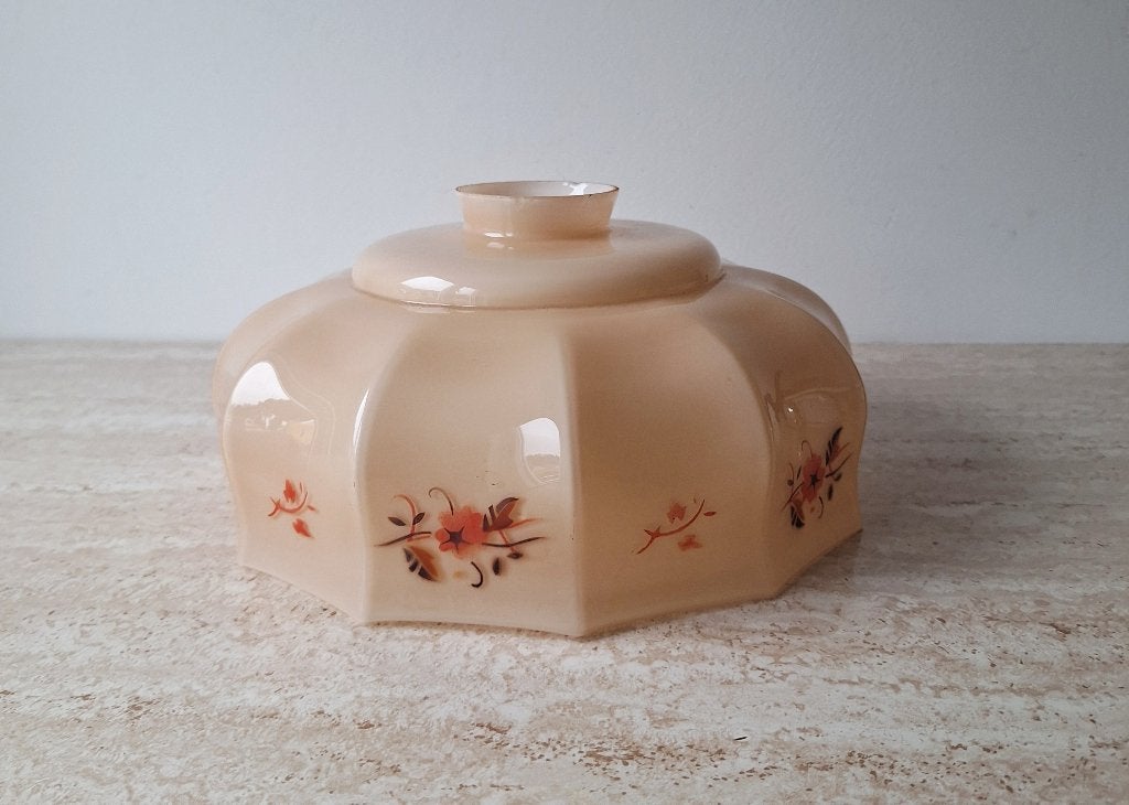 Vintage opaline lampenkap, Huis en Inrichting, Hanglamp, Rond, Ophalen of Verzenden, Glas