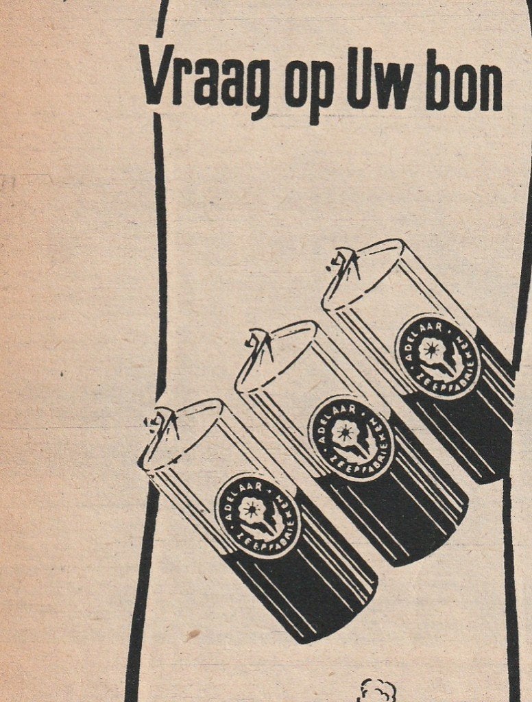 retro reclame 1946 Adelaar scheerzeep na-oorlogstijd op bon, Verzenden, Overige typen