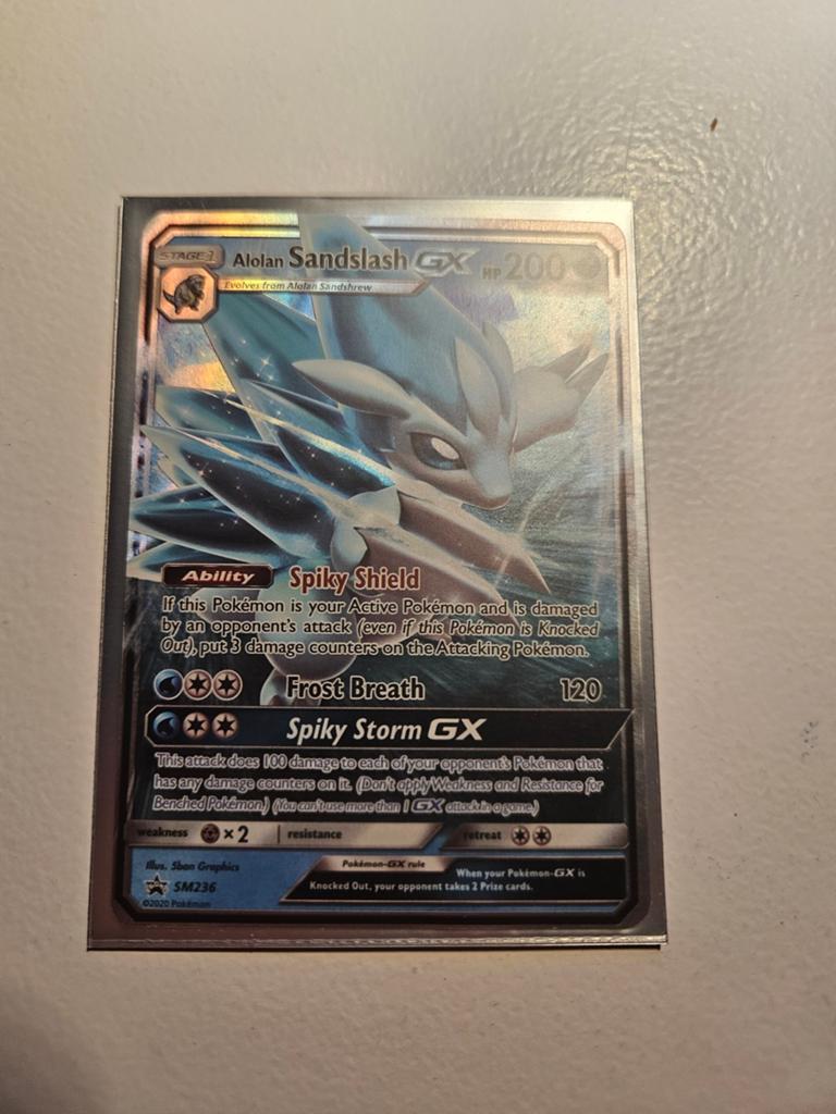 Alolan Sandslash GX Pokémon kaart 2020 - Goede staat, Ophalen of Verzenden, Zo goed als nieuw, Losse kaart, Foil