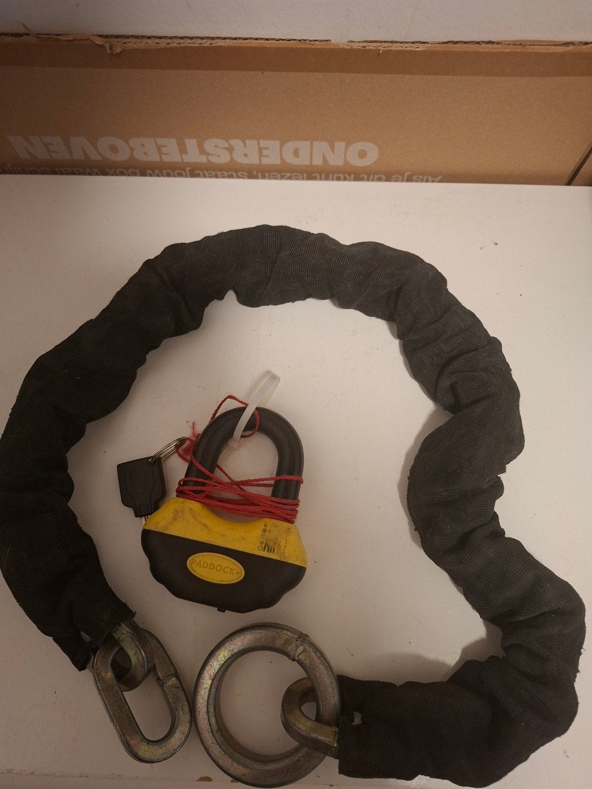 Paddock motor kettingslot + sleutel met zware ketting, Ophalen of Verzenden, Gebruikt, Kettingslot