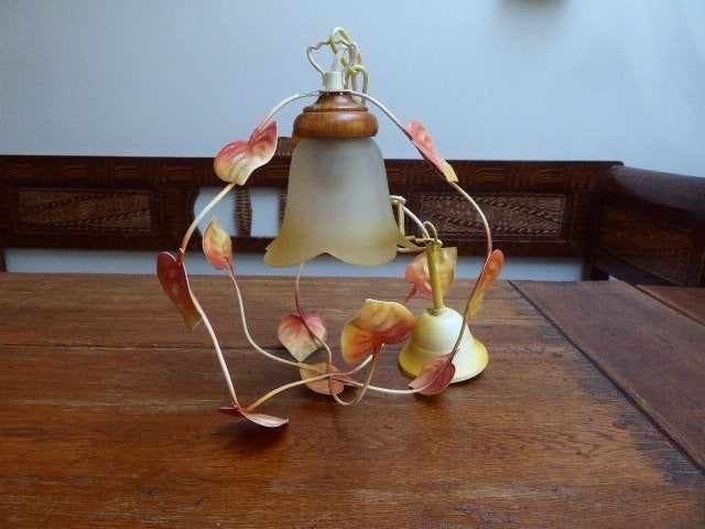 Vintage metalen Franse hanglamp, Ophalen of Verzenden