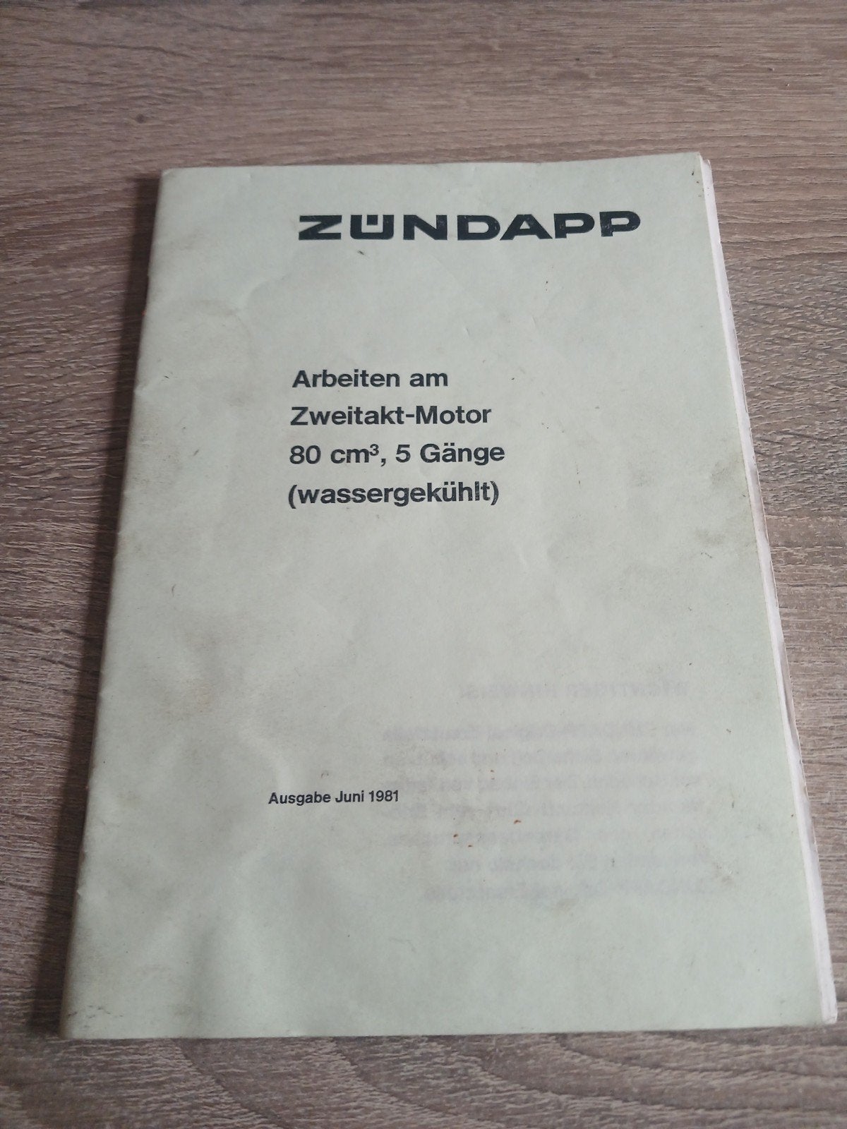 Zundapp Sleutelboekje 80ccm Motor 314 Duits, Verzenden, Gebruikt