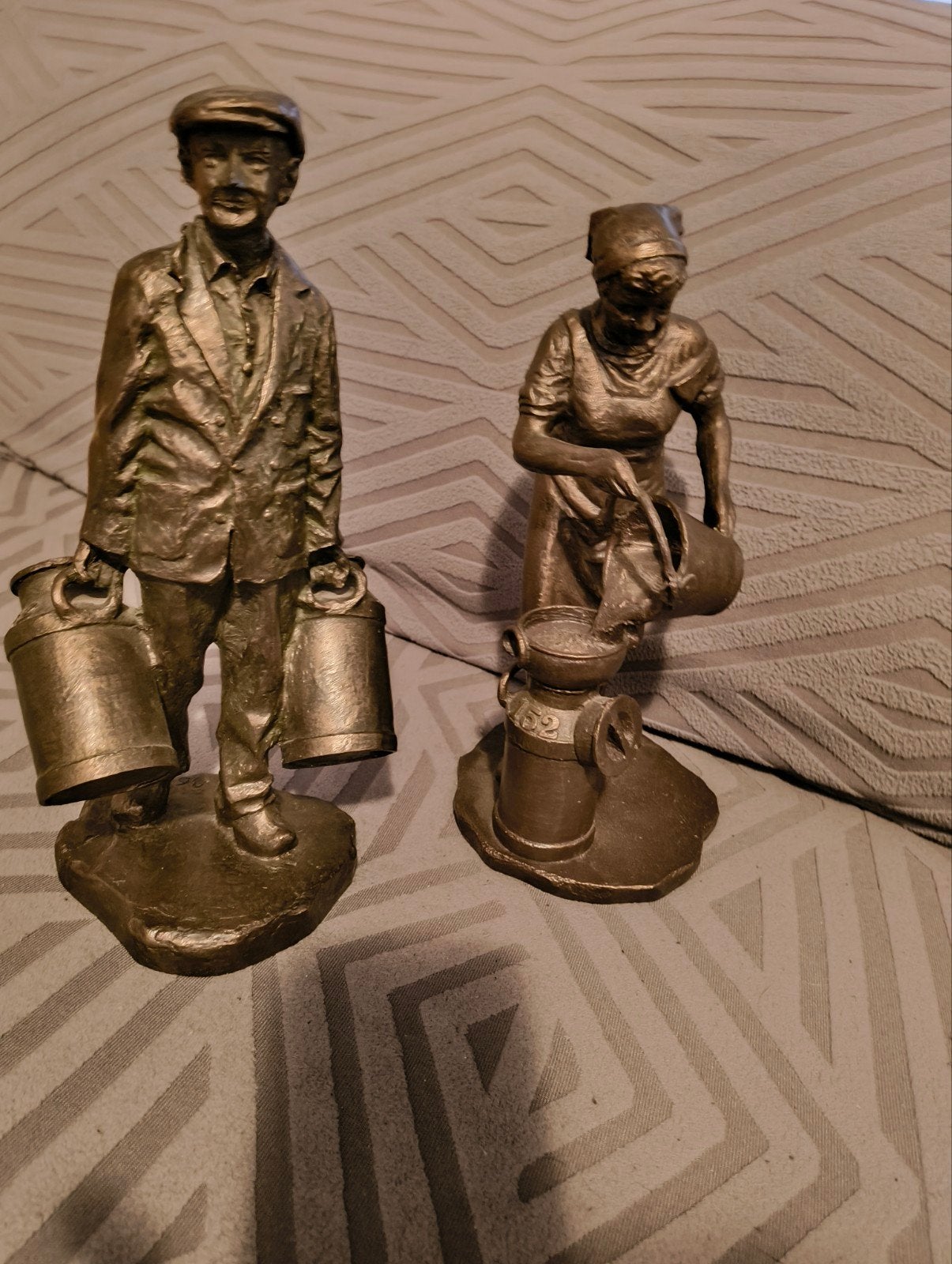 Set van 2 bronzen boer en boerin beelden, Ophalen of Verzenden