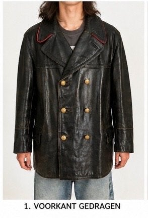 Vintage Nederlandse PTT leren jas – jaren 60 – zeldzaam, Ophalen of Verzenden, Gedragen, Maat 56/58 (XL), Zwart
