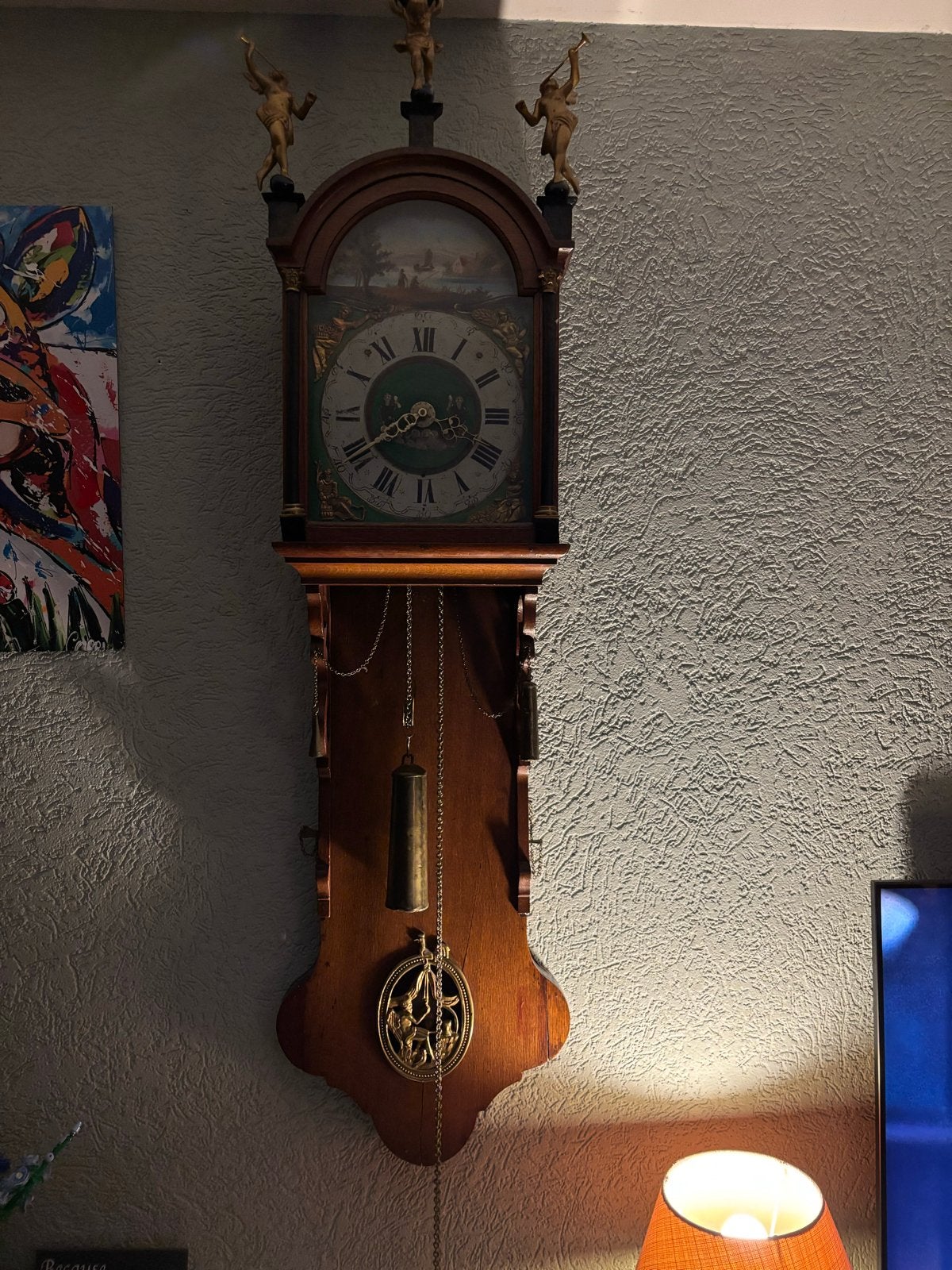 Antieke Friese Staartklok - Prachtig Houten Design, Antiek en Kunst, Ophalen