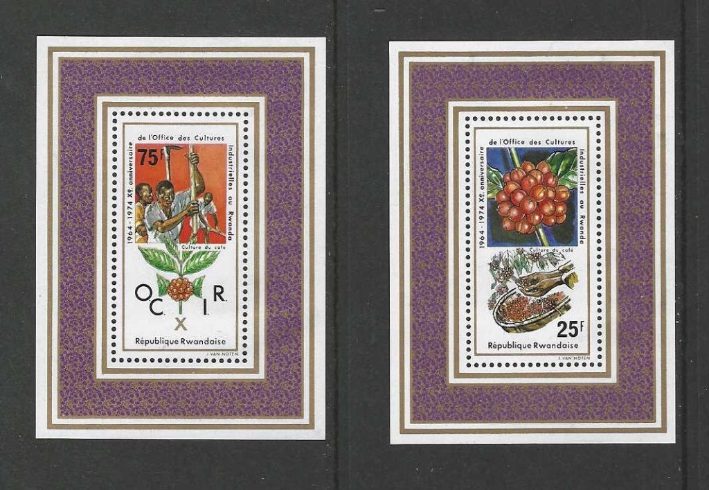 Rwanda B58-B59 Koffie Agricultuur bonen 1975 serie pf, Ophalen of Verzenden, Postfris, Dier of Natuur
