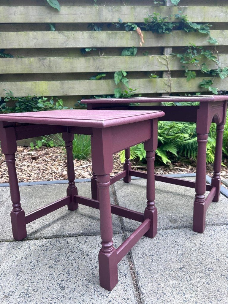 Vintage bijzettafels, Huis en Inrichting, Tafels | Bijzettafels, Ophalen, Minder dan 45 cm, Minder dan 55 cm, Zo goed als nieuw