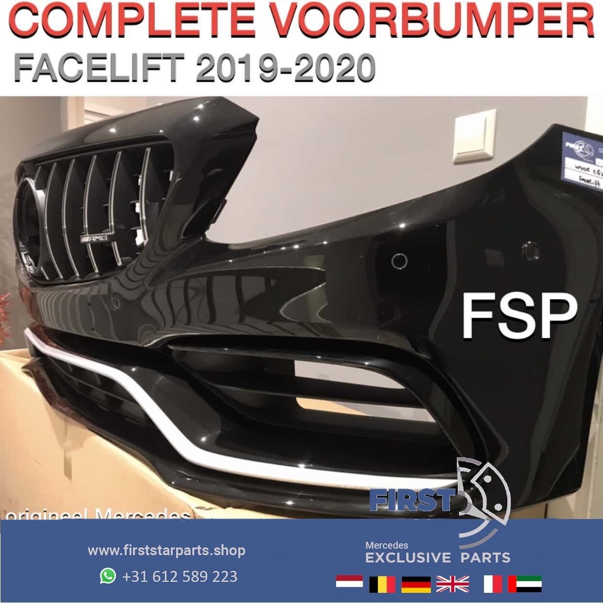 W205 S205 FACELIFT C63 AMG VOORBUMPER COMPLEET + GT GRIL ORI, Gebruikt, -, Voor, Ophalen of Verzenden