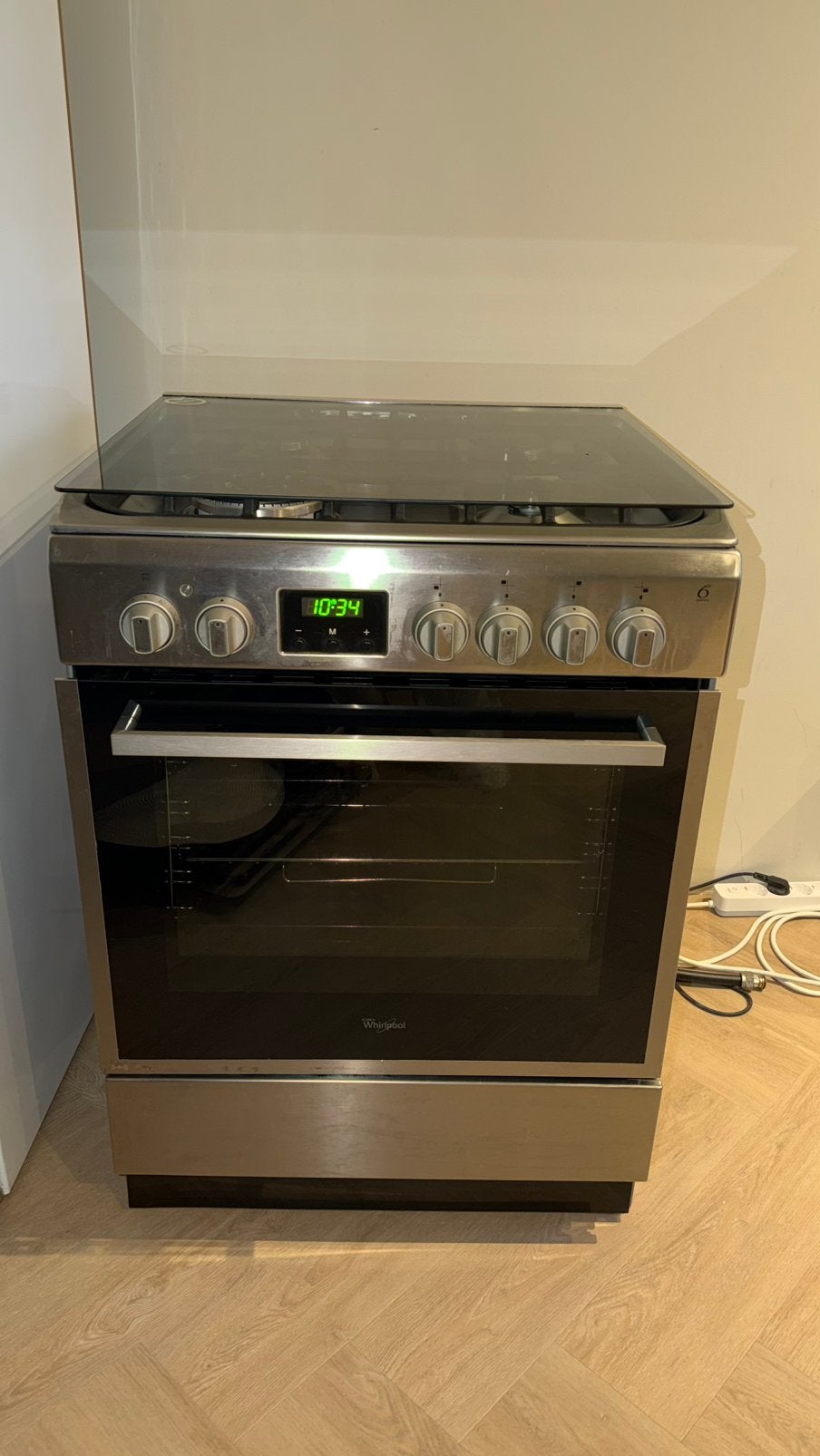 Whirlpool gasfornuis met elektrische oven te koop, Ophalen, 4 kookzones, Zo goed als nieuw, Gas