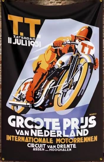 TT BANNER 60X90 CM ASSEN DRENTE MET BEVESTIGGINGS OGEN !!!, Ophalen of Verzenden, Nieuw
