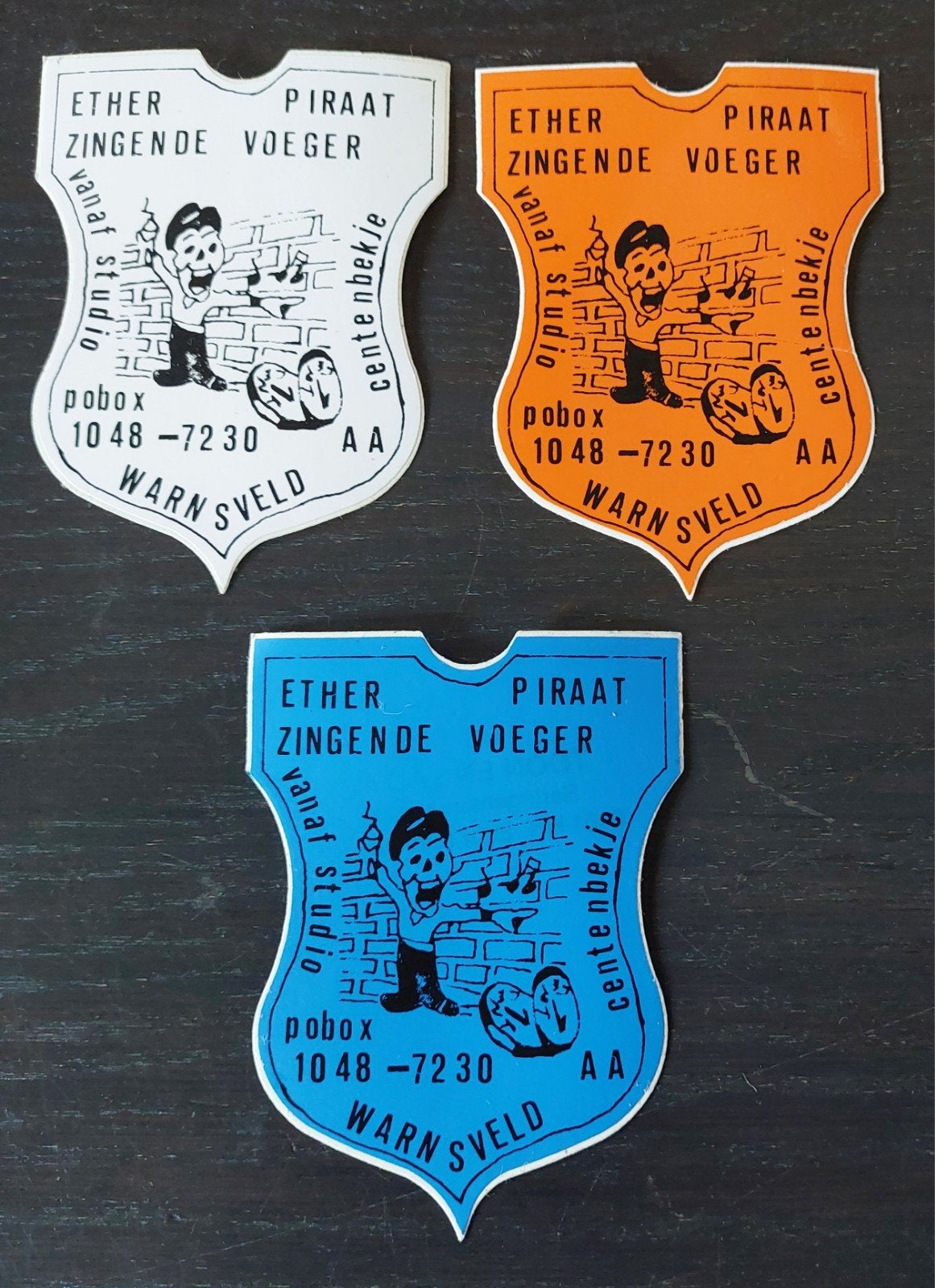 3 stickers Zingende Voeger Centenbekkie Warnsveld piraat, Ophalen of Verzenden, Gebruikt, Film, Tv of Omroep