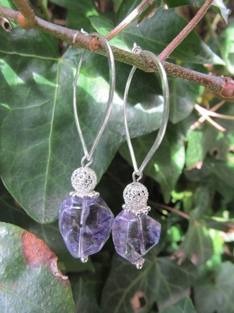 Oobellen Purple Quartz kwarts-kraal zilver, Ophalen, Nieuw