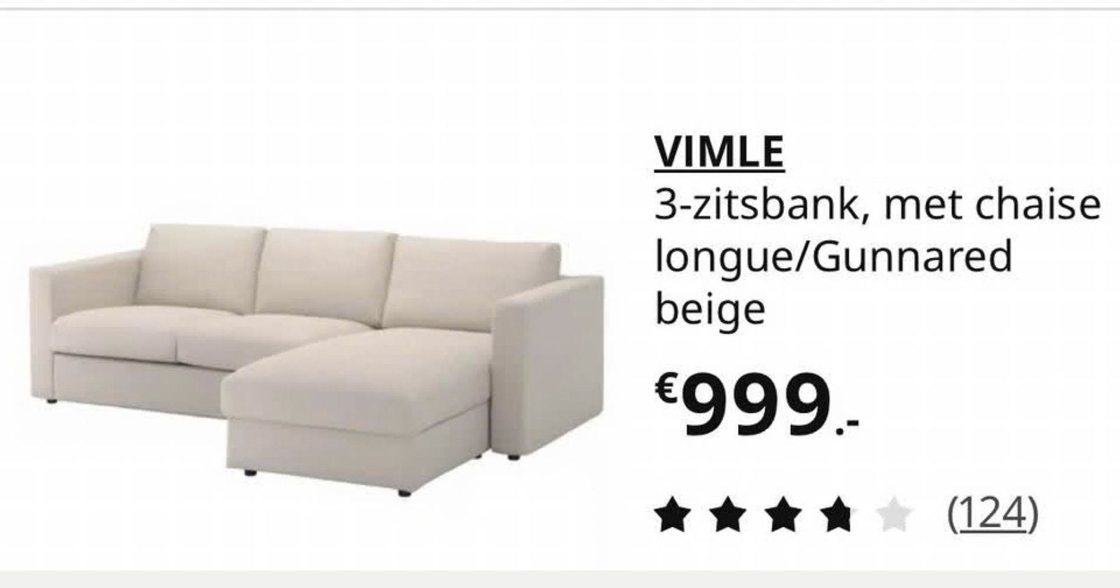 3-zitsbank Met chaise longue/Gunnared, Ophalen of Verzenden, Zo goed als nieuw