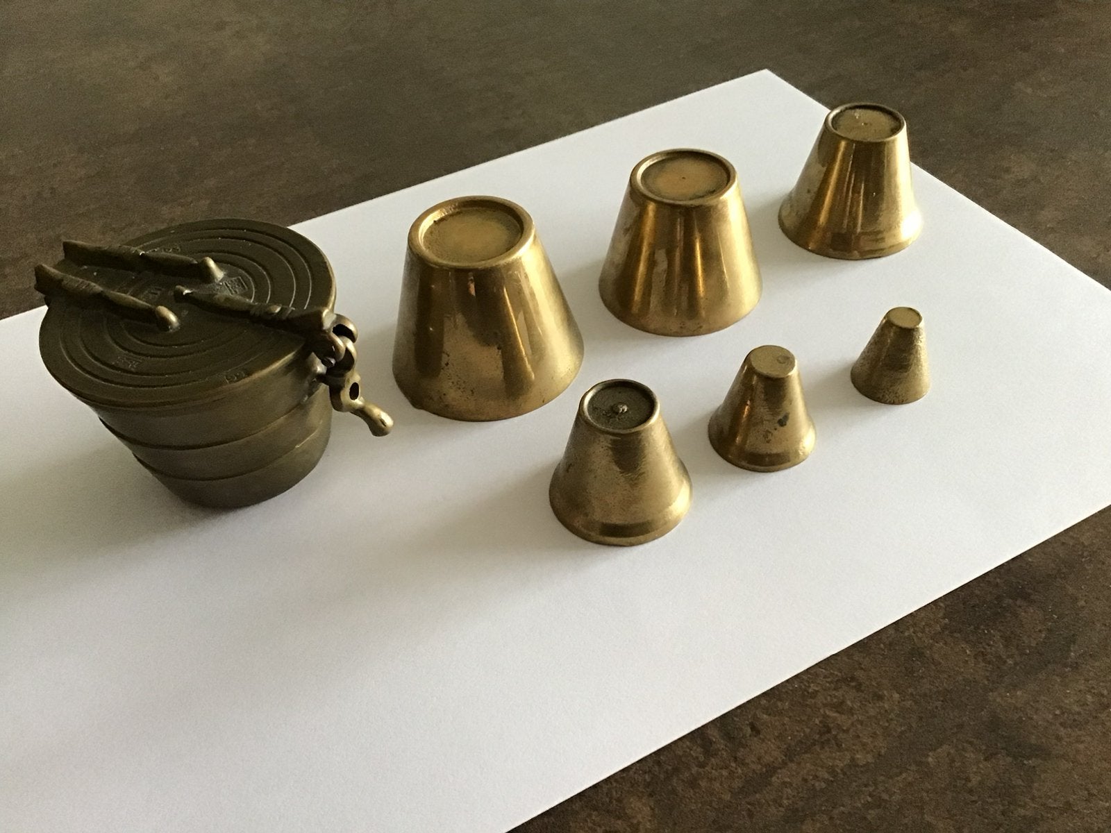 Apotheker Nest Gewichten bekerset 6 stuks 7cm hoog zie :, Antiek en Kunst, Antiek | Gereedschap en Instrumenten, Ophalen of Verzenden