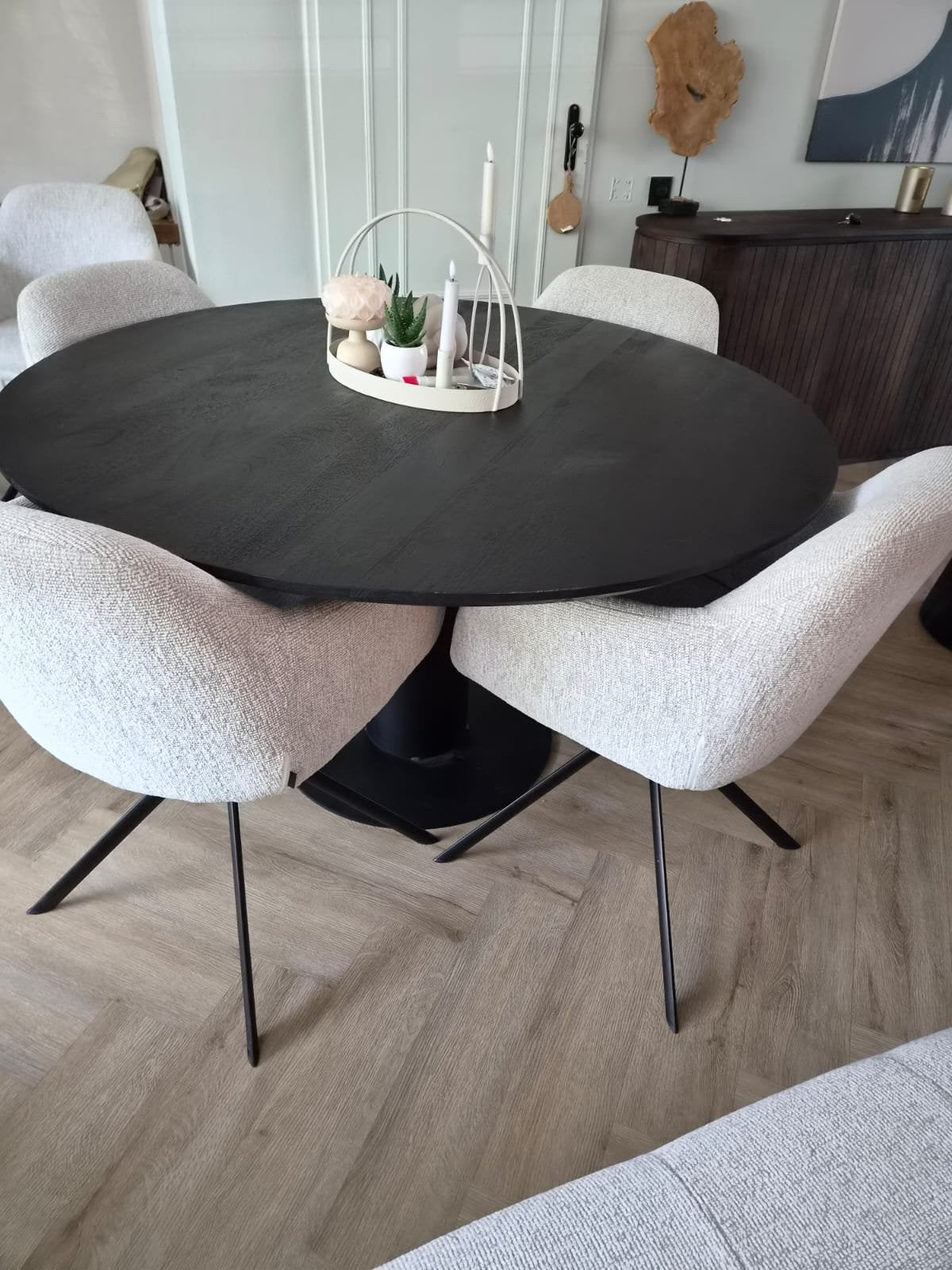Eettafel 130 salontafel 80 cm rond compleet als set, Ophalen, Rond, Nieuw, Overige houtsoorten