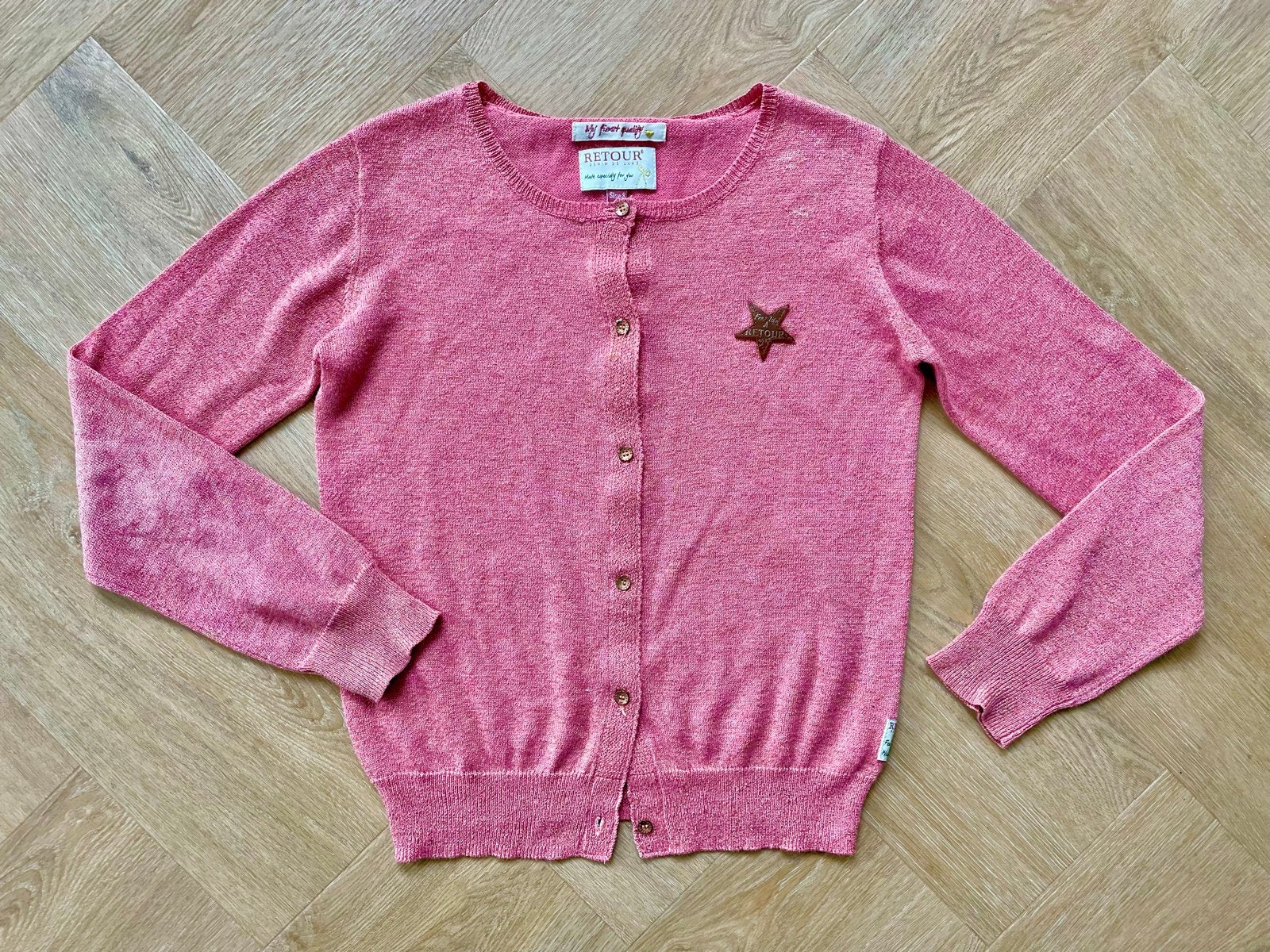 Roze Retour vestje maat 128, Verzenden, Zo goed als nieuw, Meisje, Trui of Vest