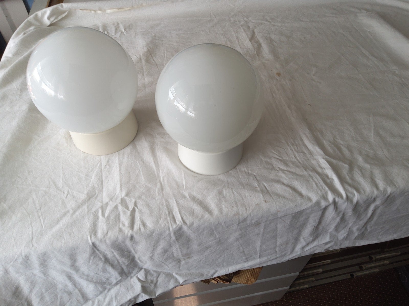 vintage bolplafond lampen, Ophalen, Glas