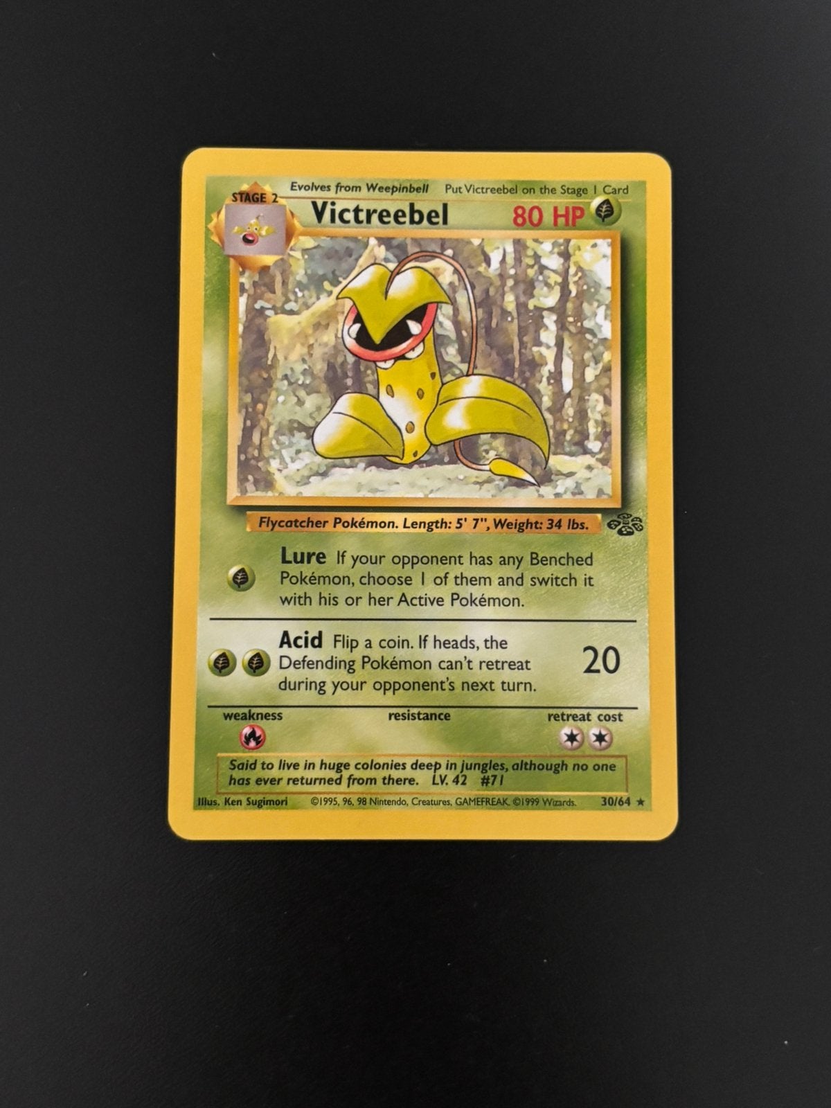 Victreebel 30/64 jungle rare, Hobby en Vrije tijd, Verzamelkaartspellen | Pokémon, Ophalen of Verzenden, Zo goed als nieuw