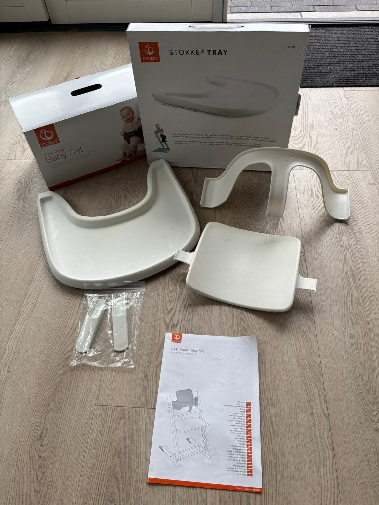 Stokke tripp trapp baby set en tray, Kinderen en Baby's, Kinderstoelen, Ophalen, Gebruikt, Overige typen, Afneembaar eetblad