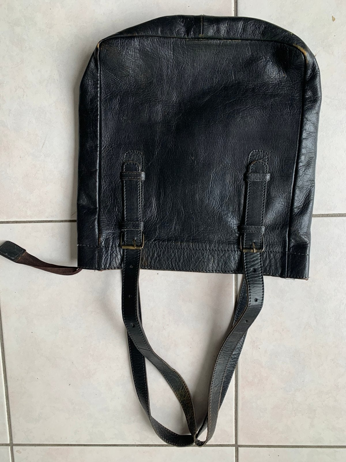 Zwarte lederen tas uit Fez Marokko, Ophalen, Zo goed als nieuw, Zwart