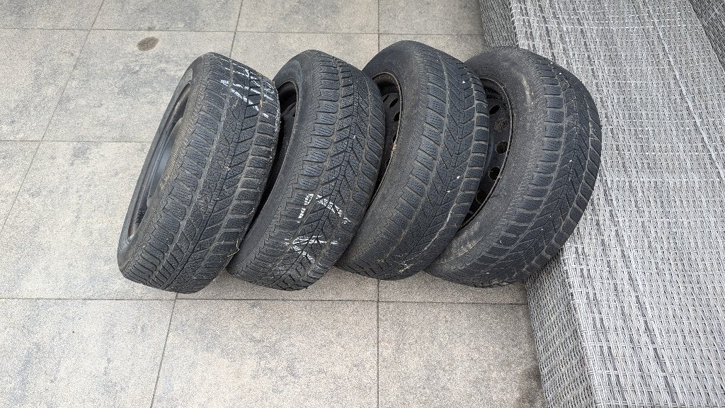 Winterbanden op stalen velgen, Ophalen, Gebruikt, 16 inch, Banden en Velgen